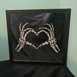 Silver Skeleton Hands Heart Mirror